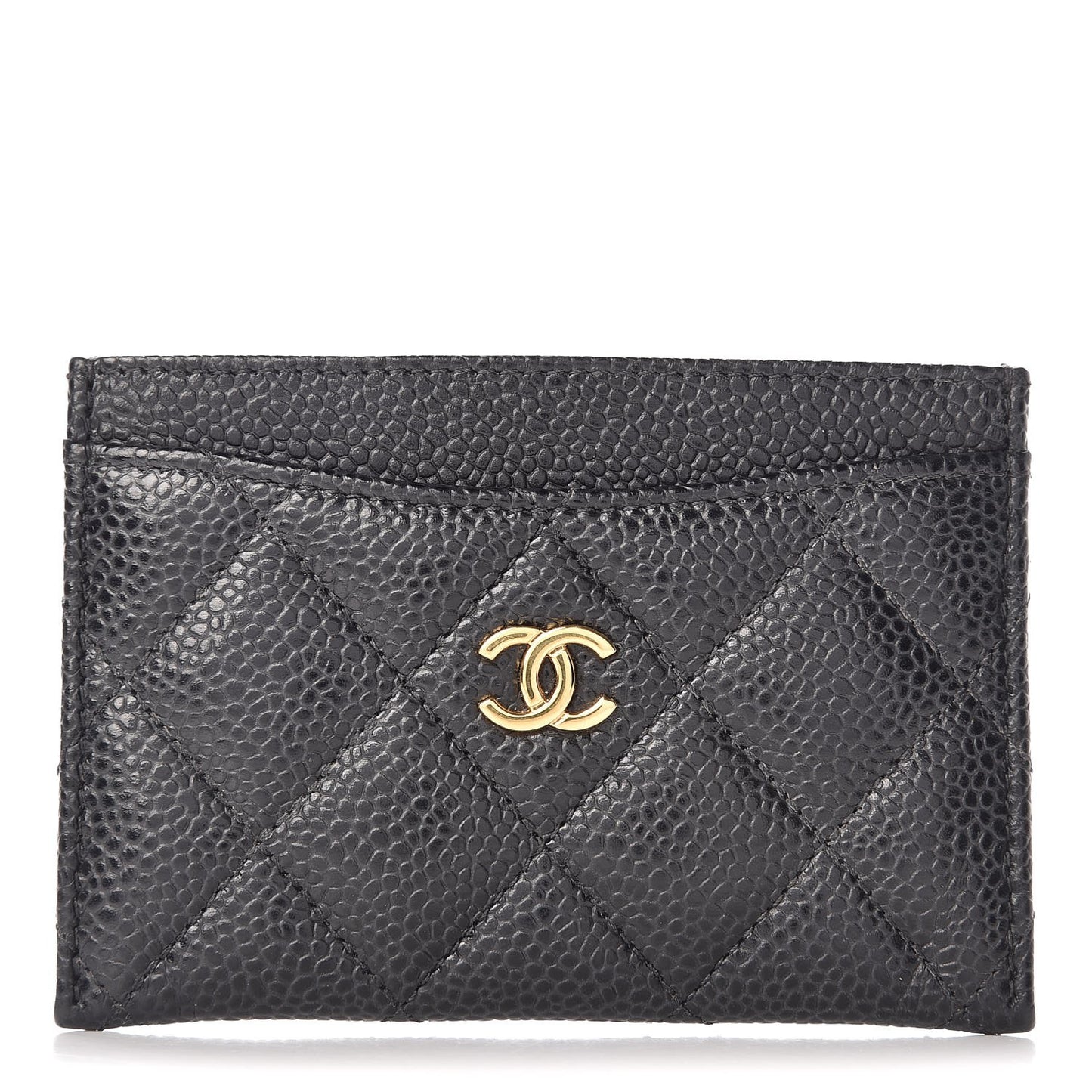 Caviar Quilted Card Holder Black