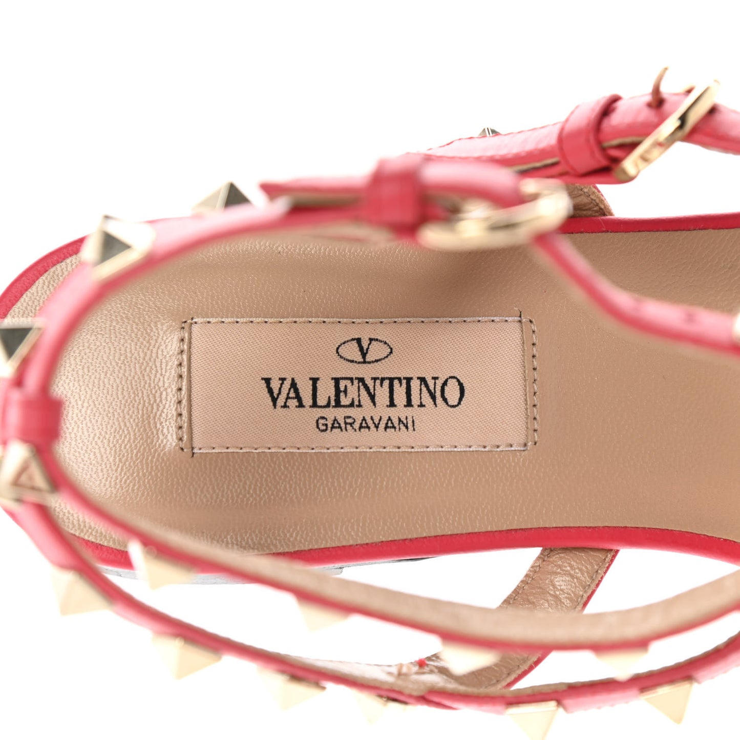 Calfskin Nappa Rockstud Ankle Wrap Flat Thong Sandals 37 Fragola