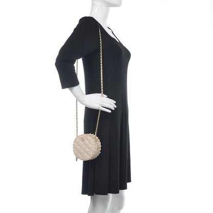Chanel Calfskin Quilted Pearl Round Clutch With Chain White 2 of 10