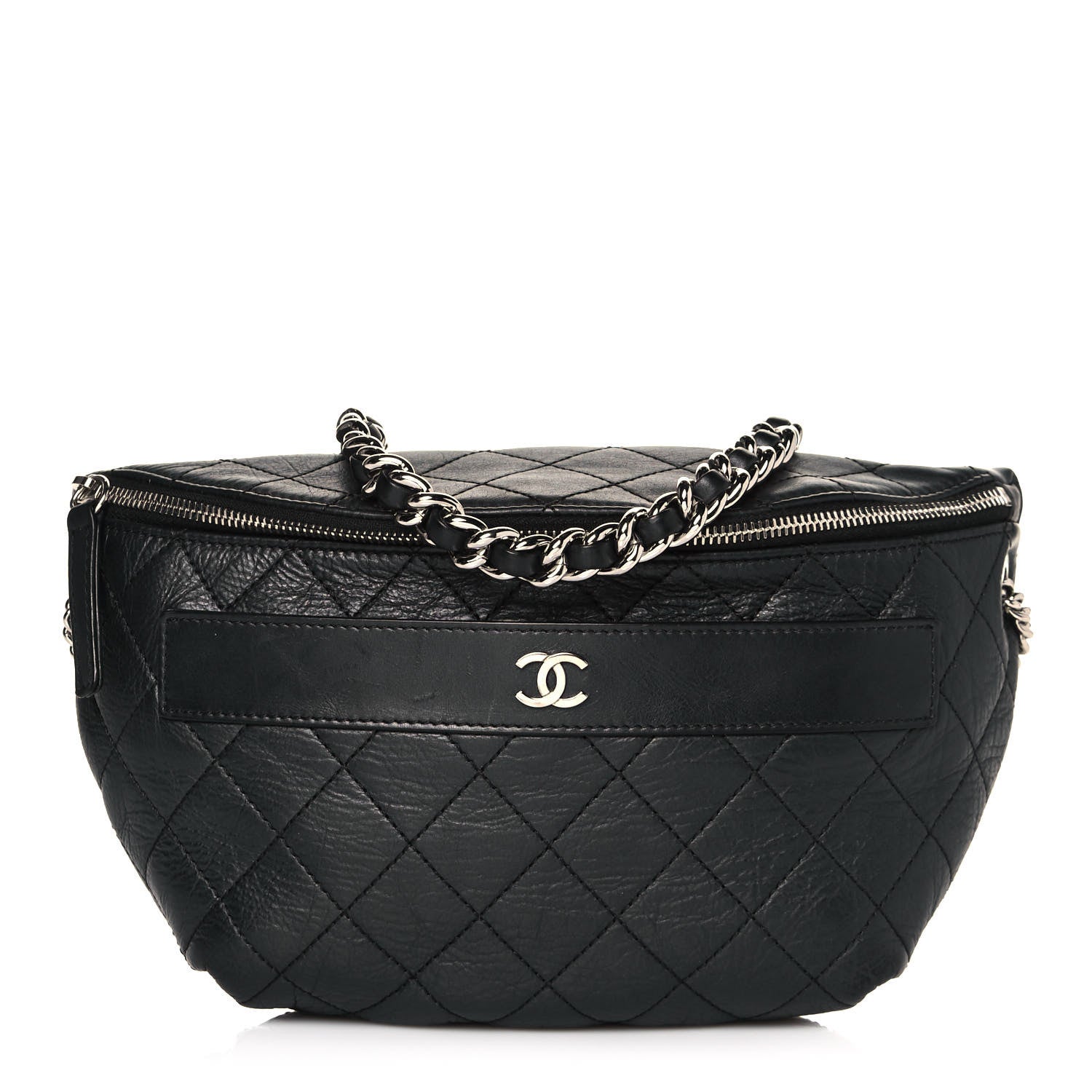 Chanel Aged Calfskin Quilted Crossbody Double Chain Bag Black 1 of 13