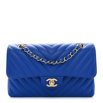 Chanel Caviar Chevron Quilted Small Double Flap Blue 1 of 11
