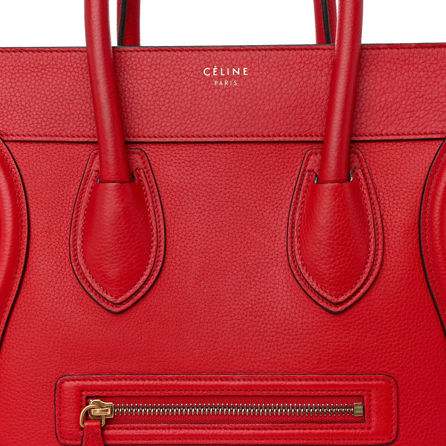 Celine Drummed Calfskin Mini Luggage Coquelicot 8 of 12