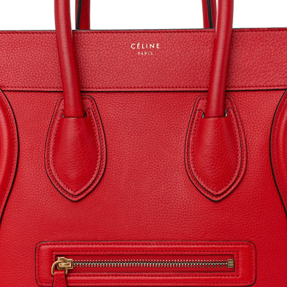 Celine Drummed Calfskin Mini Luggage Coquelicot 8 of 12