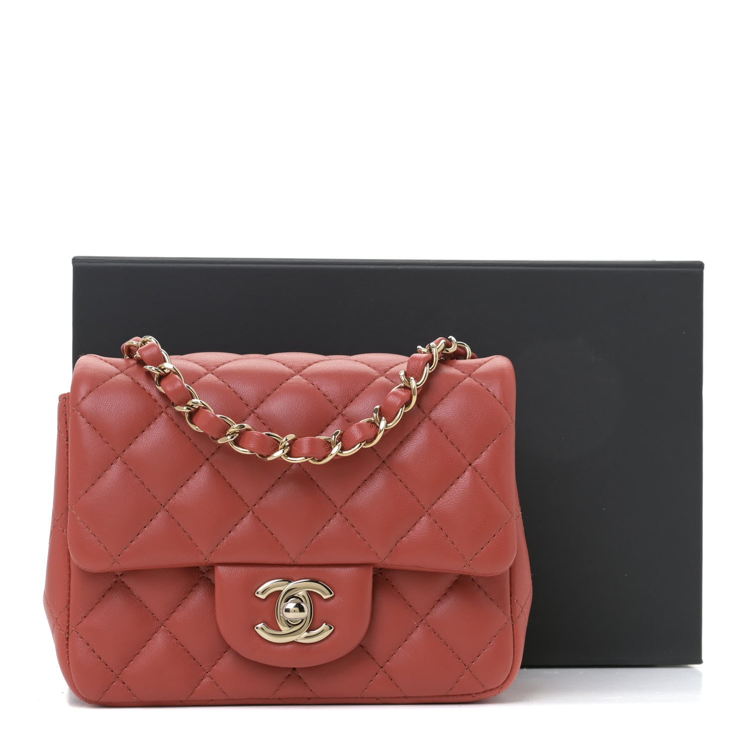 Chanel Lambskin Quilted Mini Square Flap Brown 11 of 11