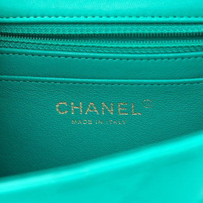 Chanel Lambskin Quilted Mini Square Flap Turquoise 6 of 13
