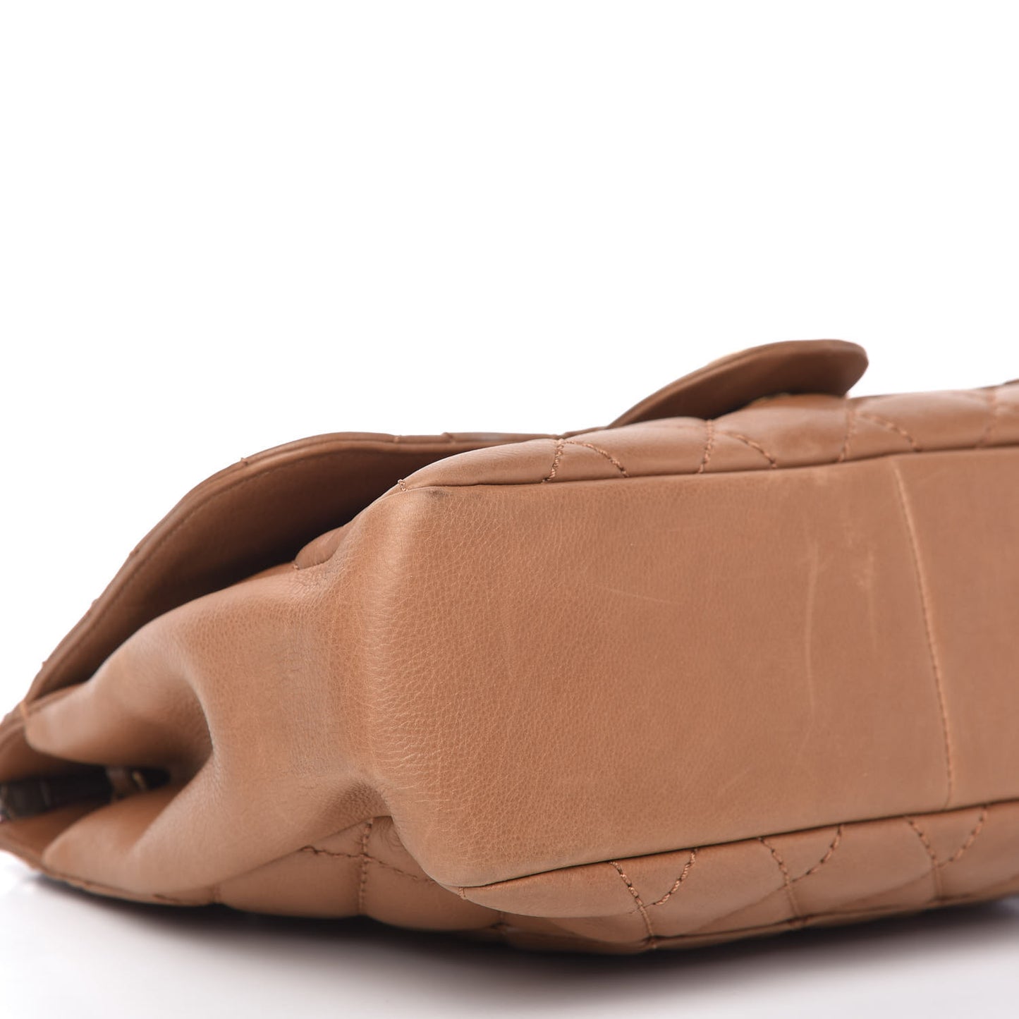 Calfskin Large Blizzard Zip Top Flap Bag Light Brown