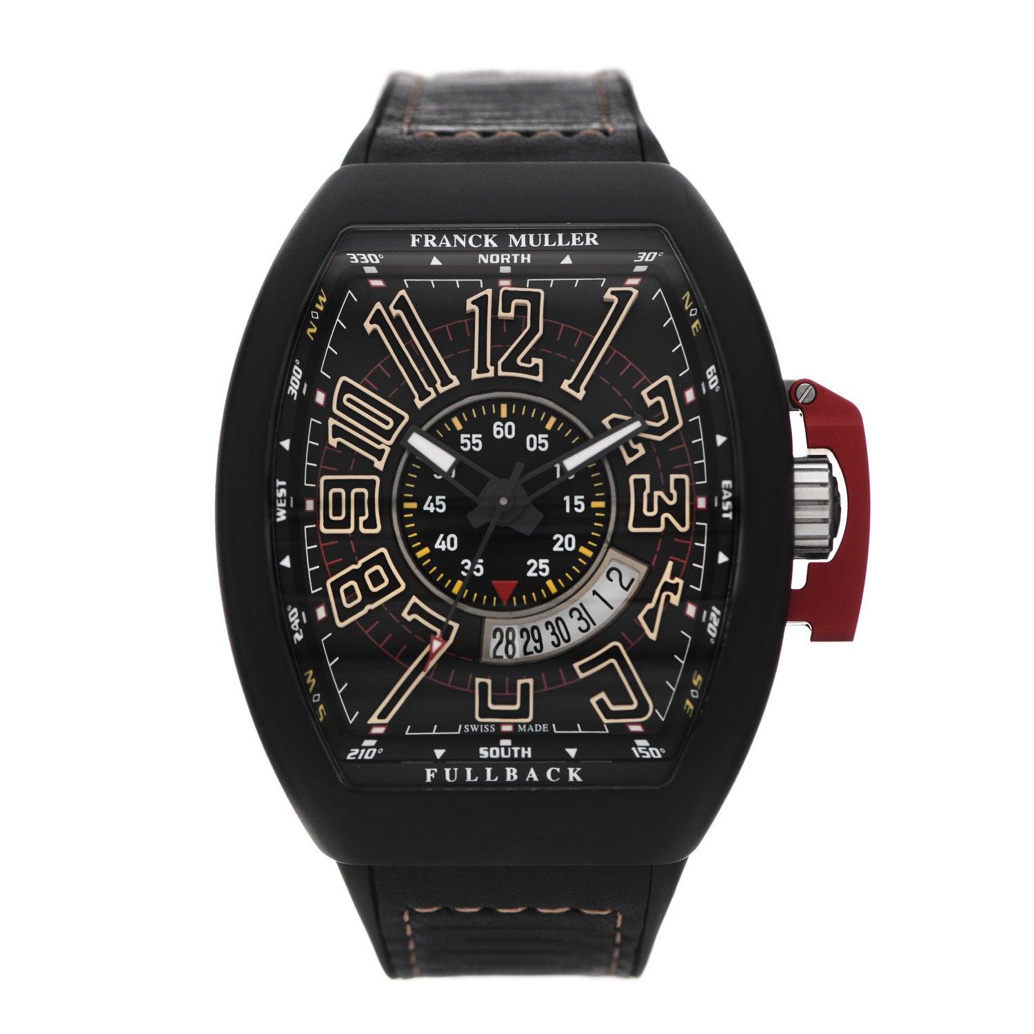 Franck Muller Titanium Calfskin 45mm Vanguard Fullback Automatic Watch Black V45SCDTLCK 1 of 5