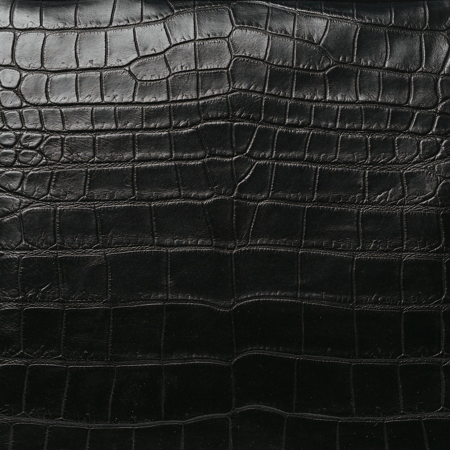 Calfskin Crocodile Embossed Large Convertible ID Bag Black