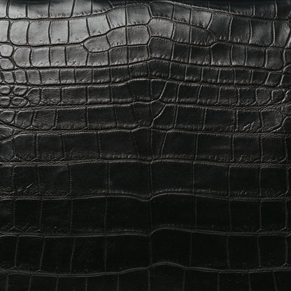 Saint Laurent Calfskin Crocodile Embossed Large Convertible ID Bag Black 9 of 11