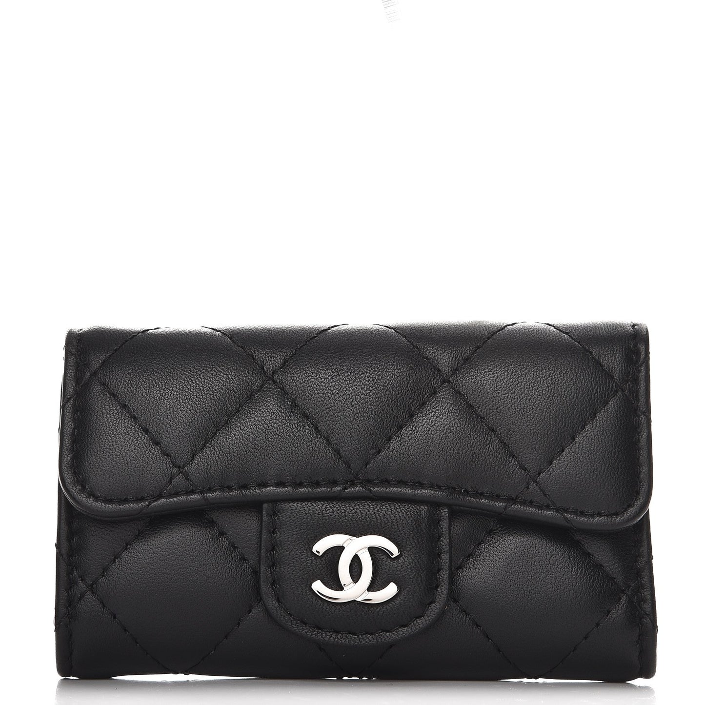Lambskin Quilted 6 Key Holder Black