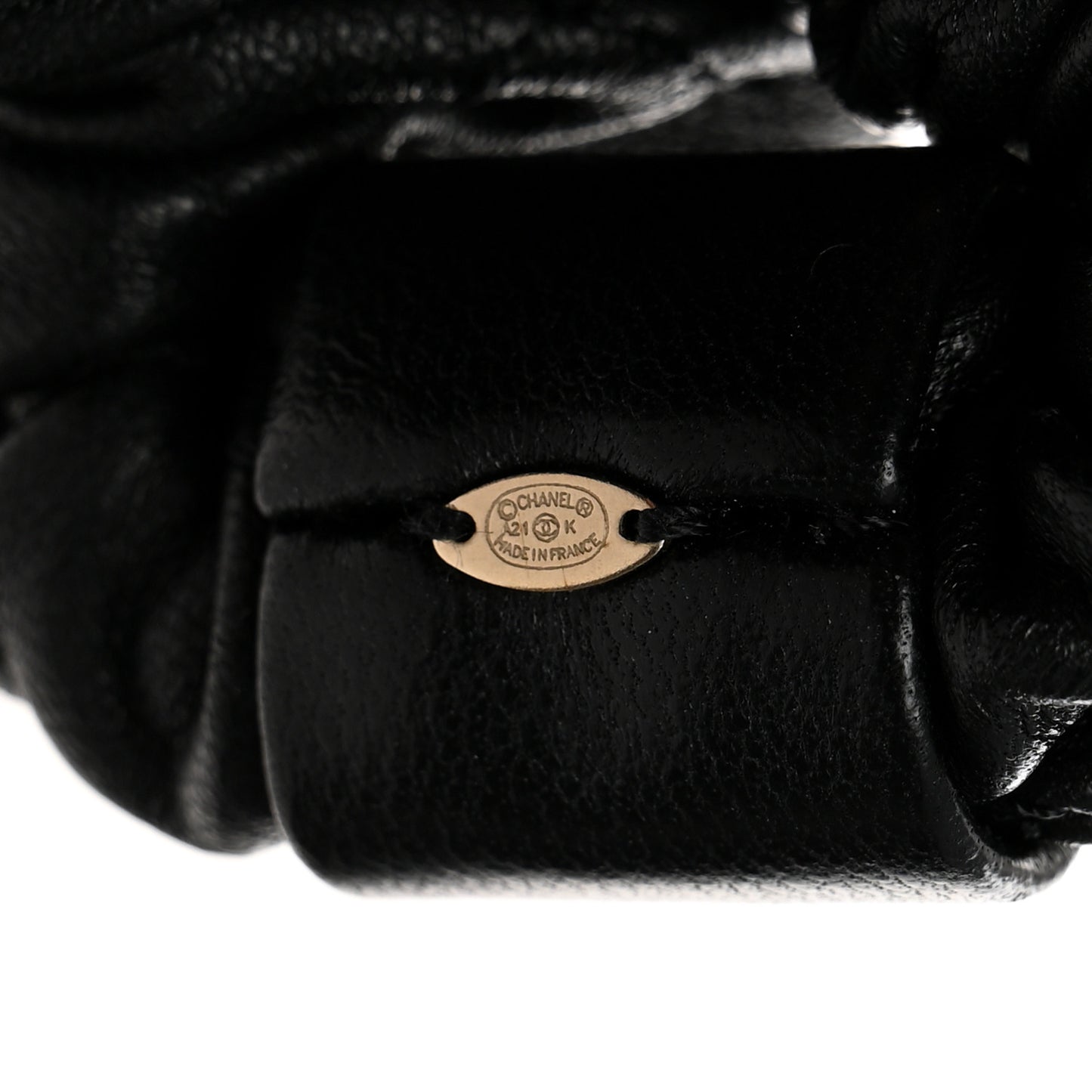 Lambskin Quilted CC Hair Scrunchie Black