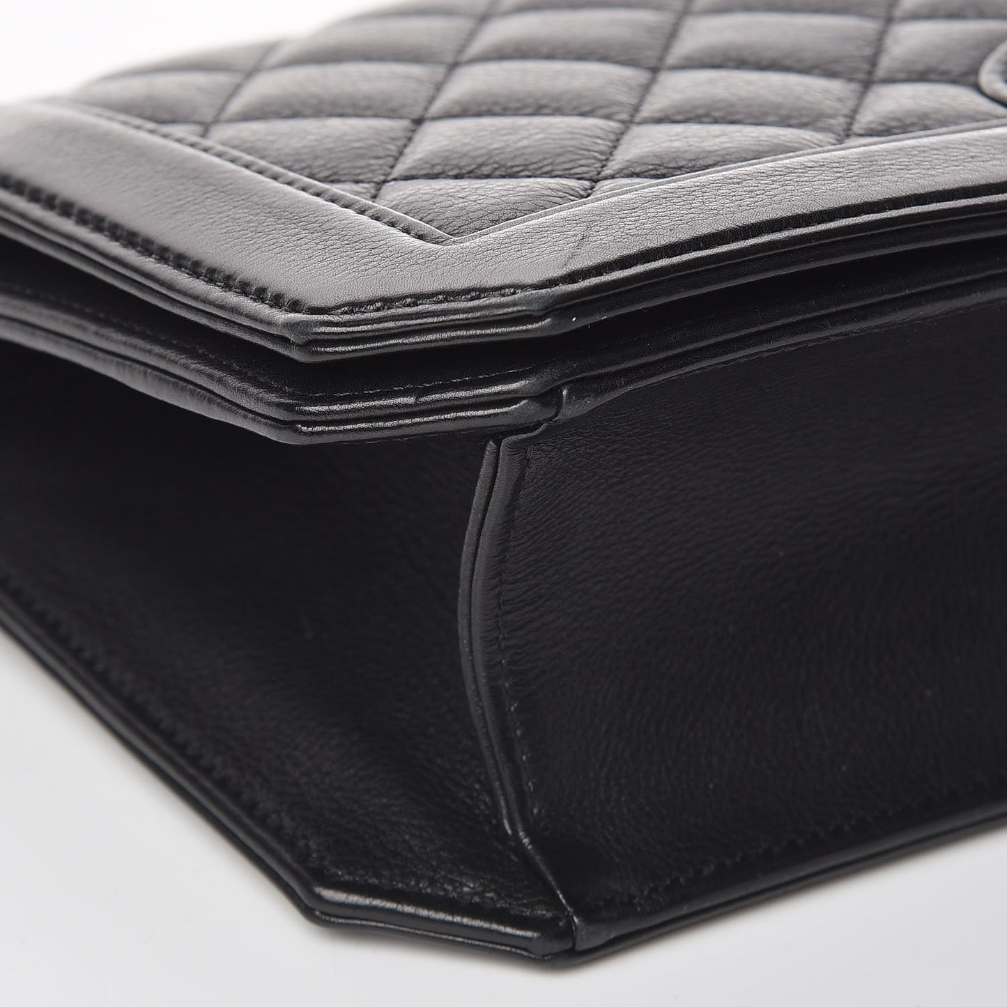Grained Calfskin Quilted Medium Flap Black