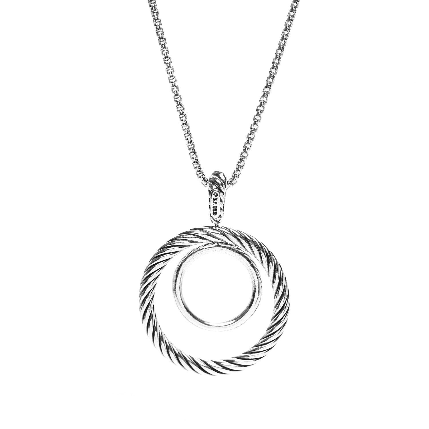 David Yurman Sterling Silver Diamond Mobile Circle Pendant Necklace 5 of 6