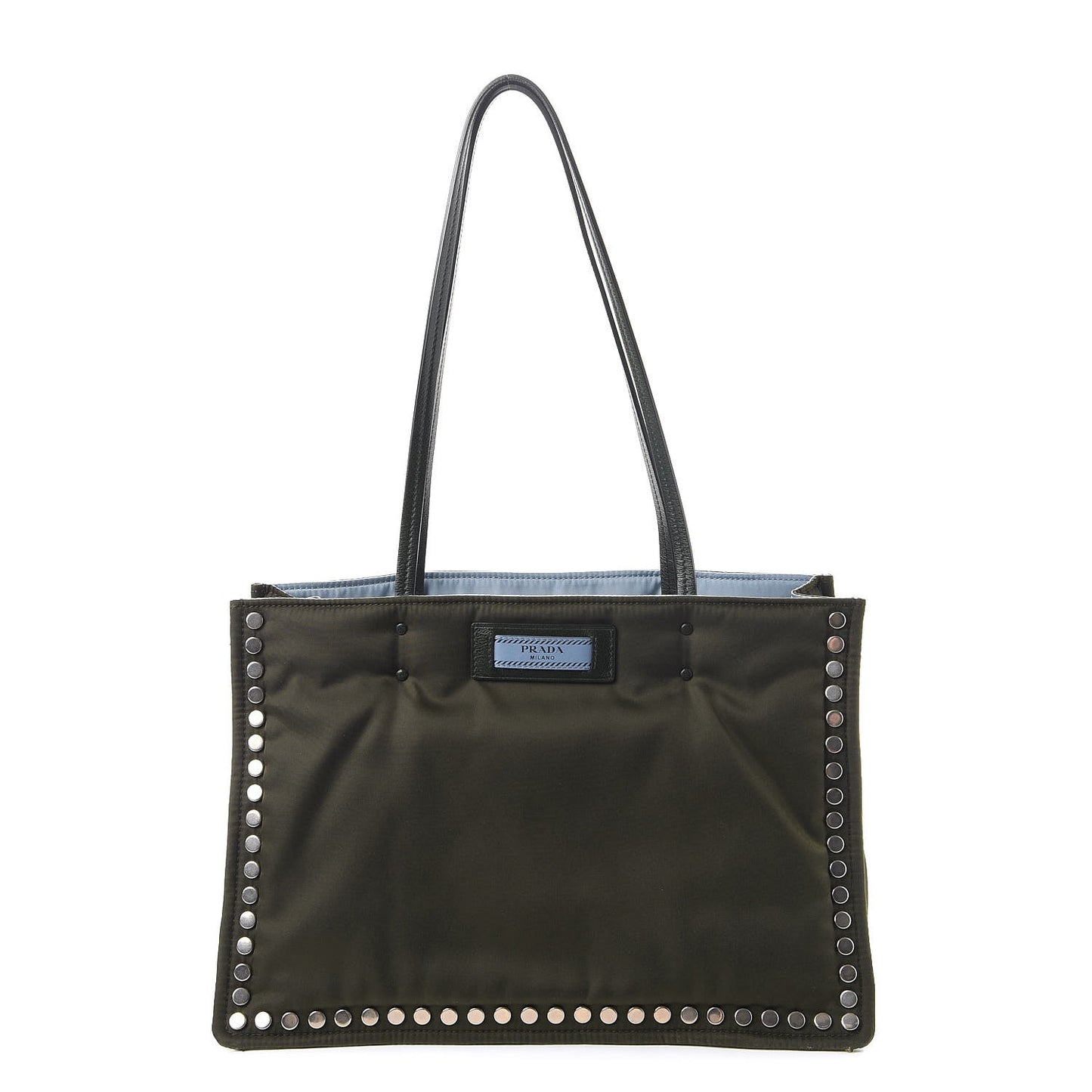 Tessuto Nylon Etiquette Studded Tote Military Green