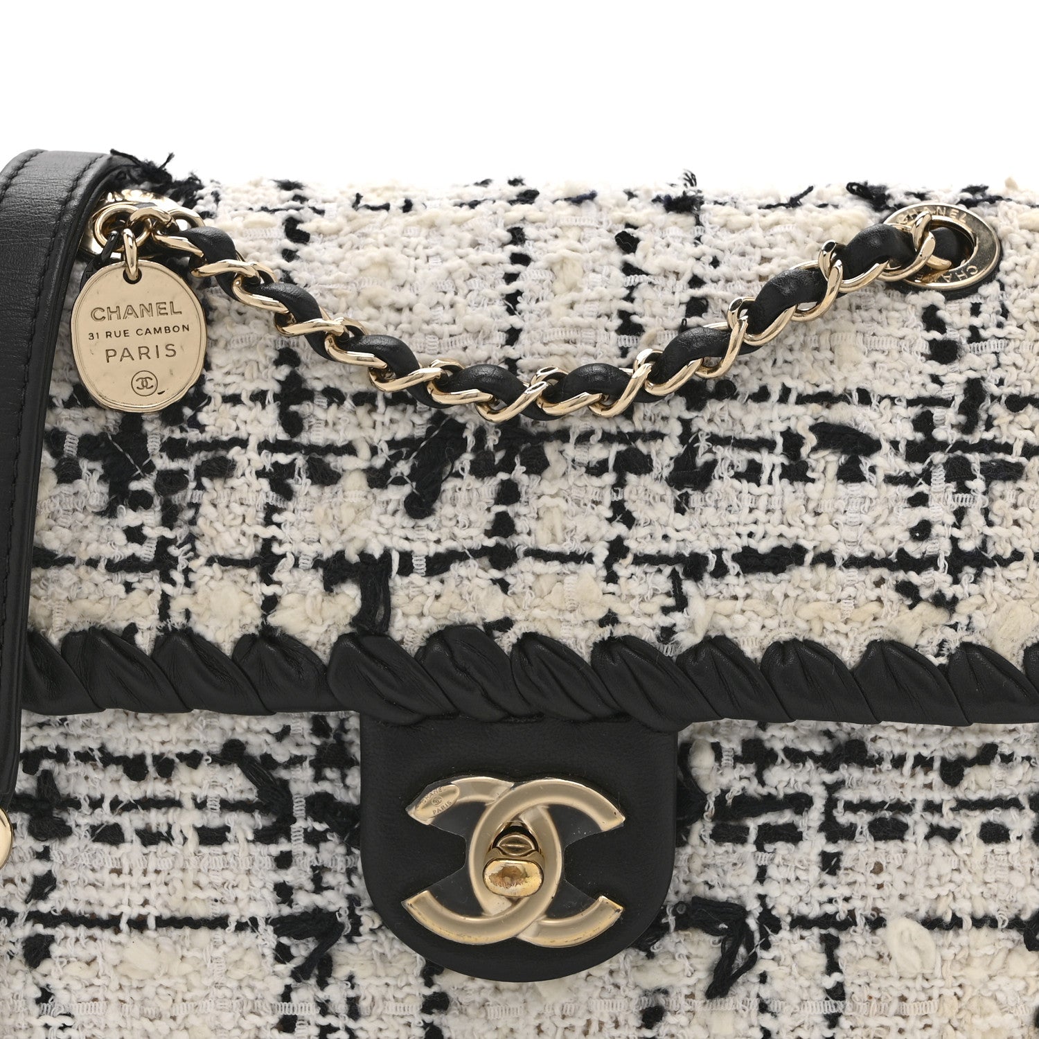 Chanel Tweed Braided Calfskin Mini My Own Frame Flap Grey Black 8 of 10