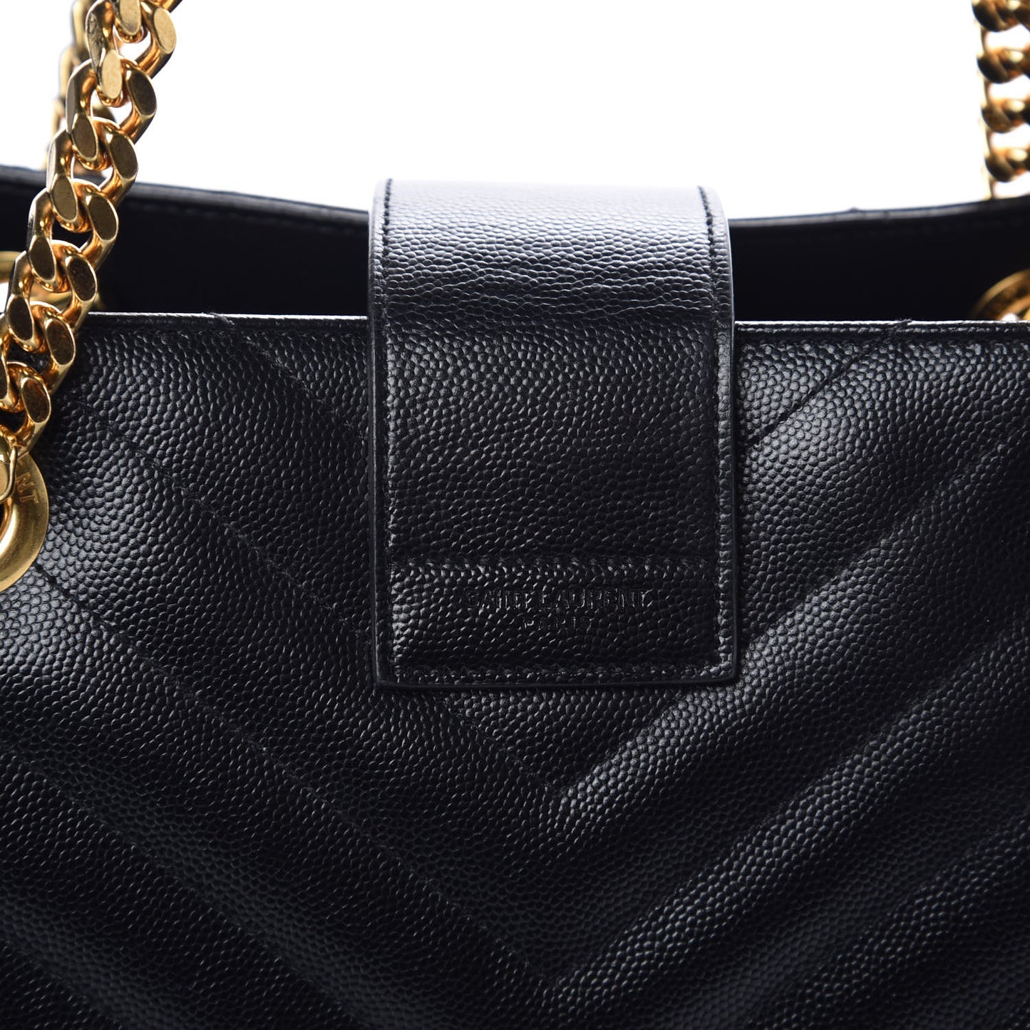 Grain De Poudre Matelasse Chevron Monogram Shopping Bag Black