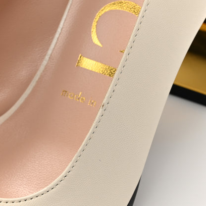 Gucci Malaga Kid Horsebit Pumps 38.5 Mystic White 12 of 13
