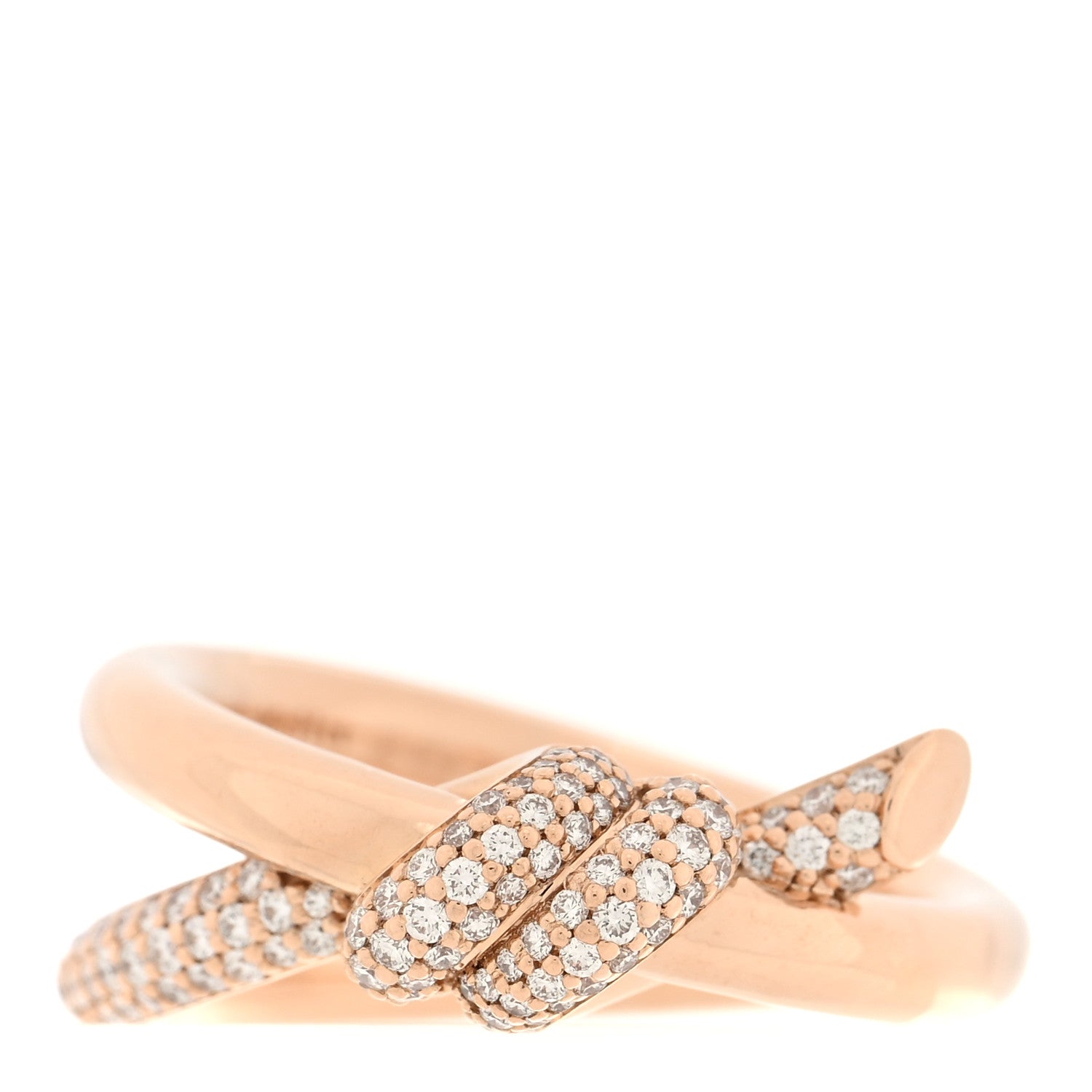 Tiffany 18K Rose Gold Diamond Double Row Knot Ring 52 6 1 of 5