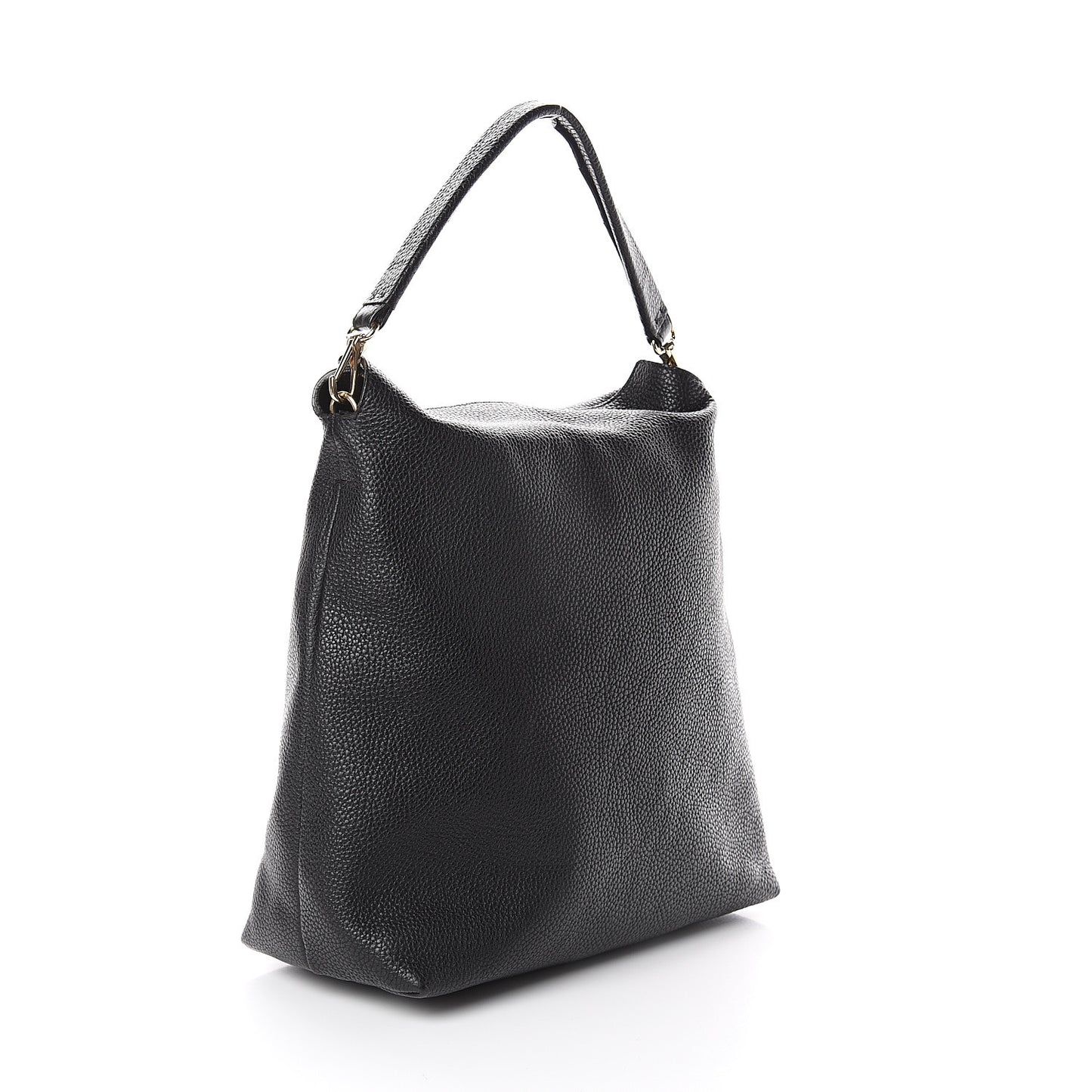 London Grainy Calfskin Medium Cale Hobo Black