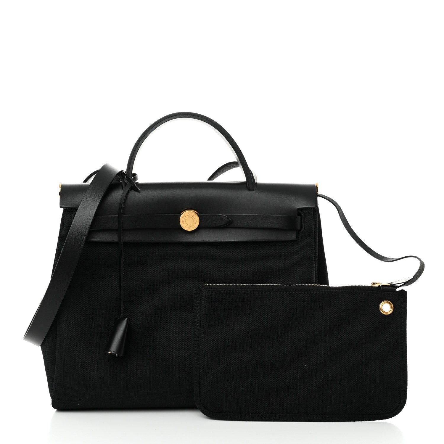 Hermes Military Toile Vache Hunter Herbag Zip PM 31 Black 2 of 12