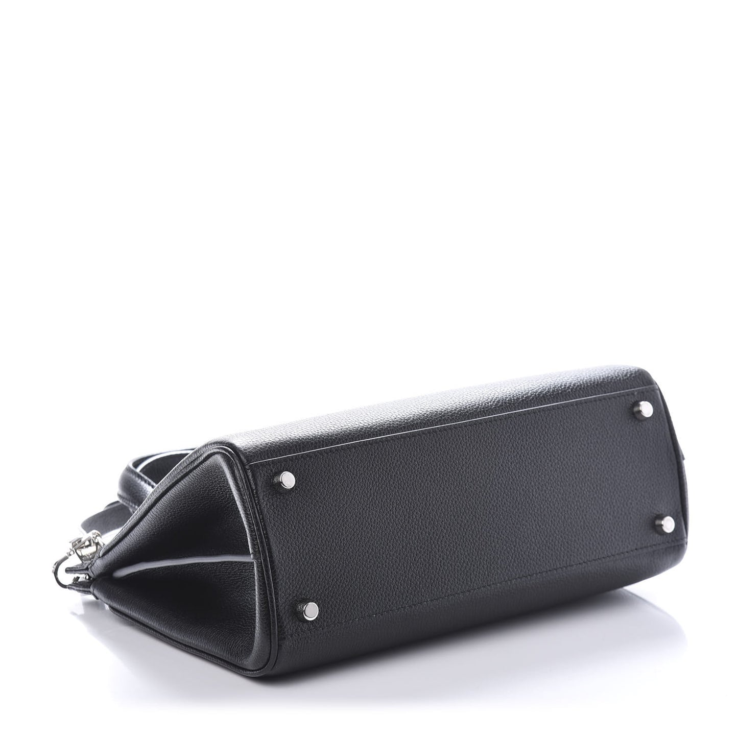 Grainy Calfskin Small Zumi Top Handle Bag Black