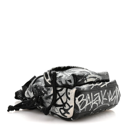 Balenciaga Agneau Arena Graffiti All Over Mini Explorer Crossbody Backpack  Black White 4 of 9