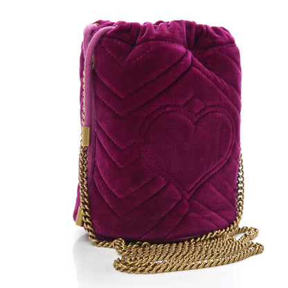 Gucci Velvet Matelasse Mini GG Marmont 2.0 Bucket Bag Fuchsia Violet Cyclamen 3 of 9