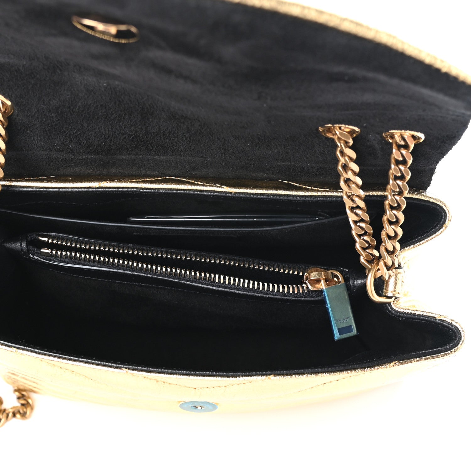 Saint Laurent Metallic Calfskin Y Quilted Small Loulou Monogram Chain Satchel Gold 5 of 9