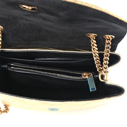 Saint Laurent Metallic Calfskin Y Quilted Small Loulou Monogram Chain Satchel Gold 5 of 9