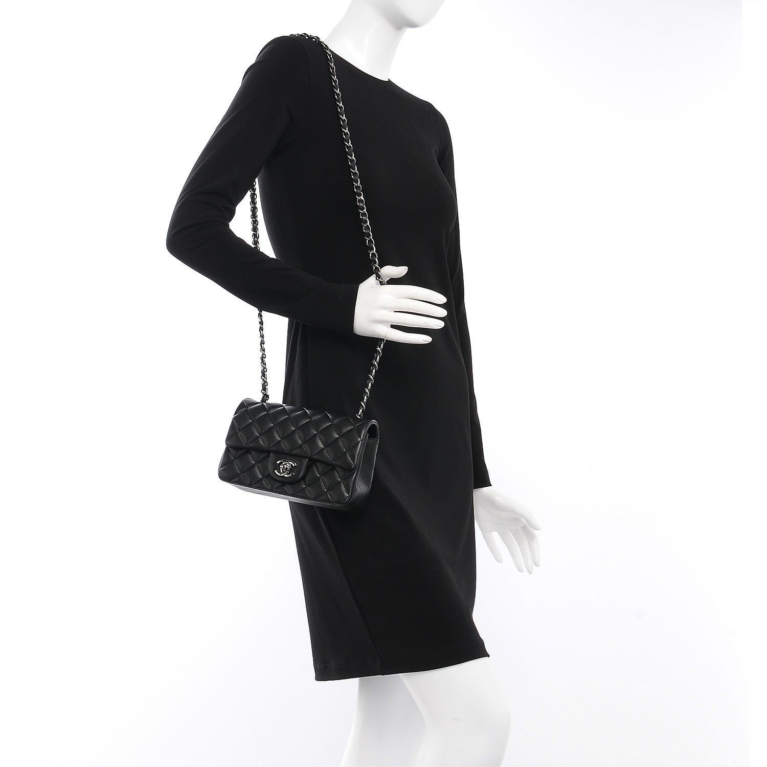 Chanel Lambskin Quilted Mini Rectangular Flap Black 2 of 8