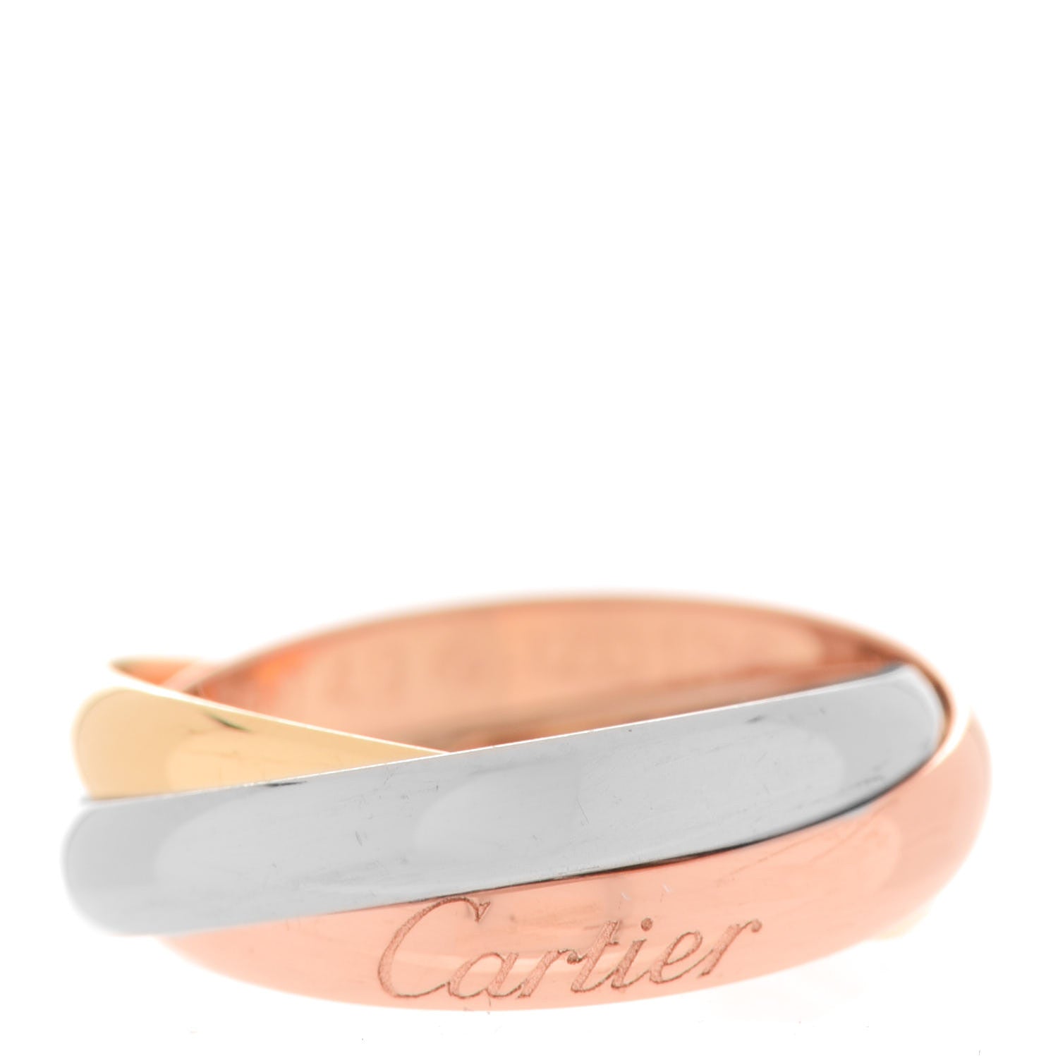 Cartier 18K Pink Yellow White Gold Small Trinity Ring 49 4.75 1 of 5