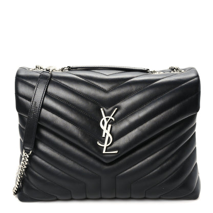Saint Laurent Calfskin Y Quilted Monogram Medium Loulou Chain Satchel Black 1 of 10