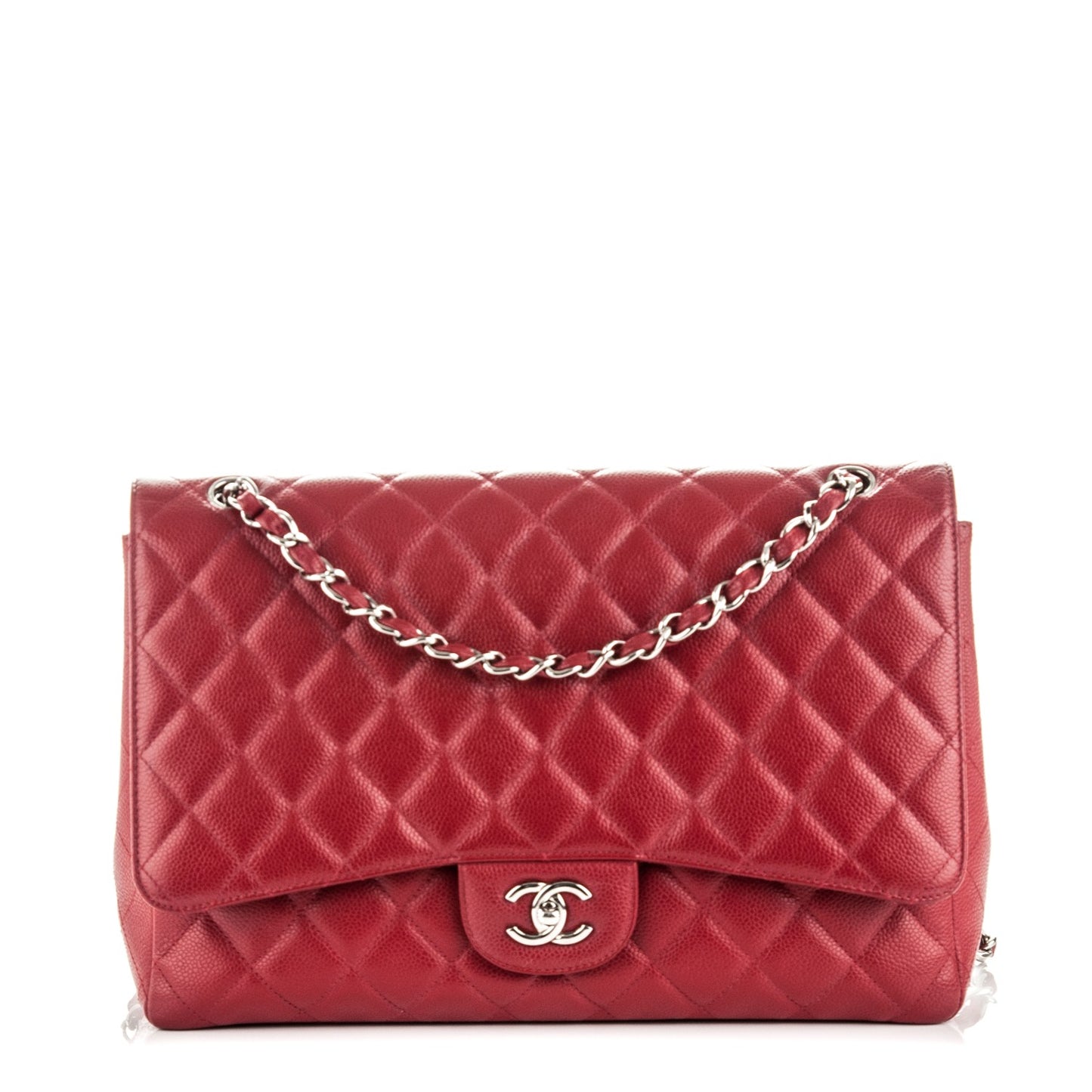 Caviar Quilted Maxi Single Flap Red