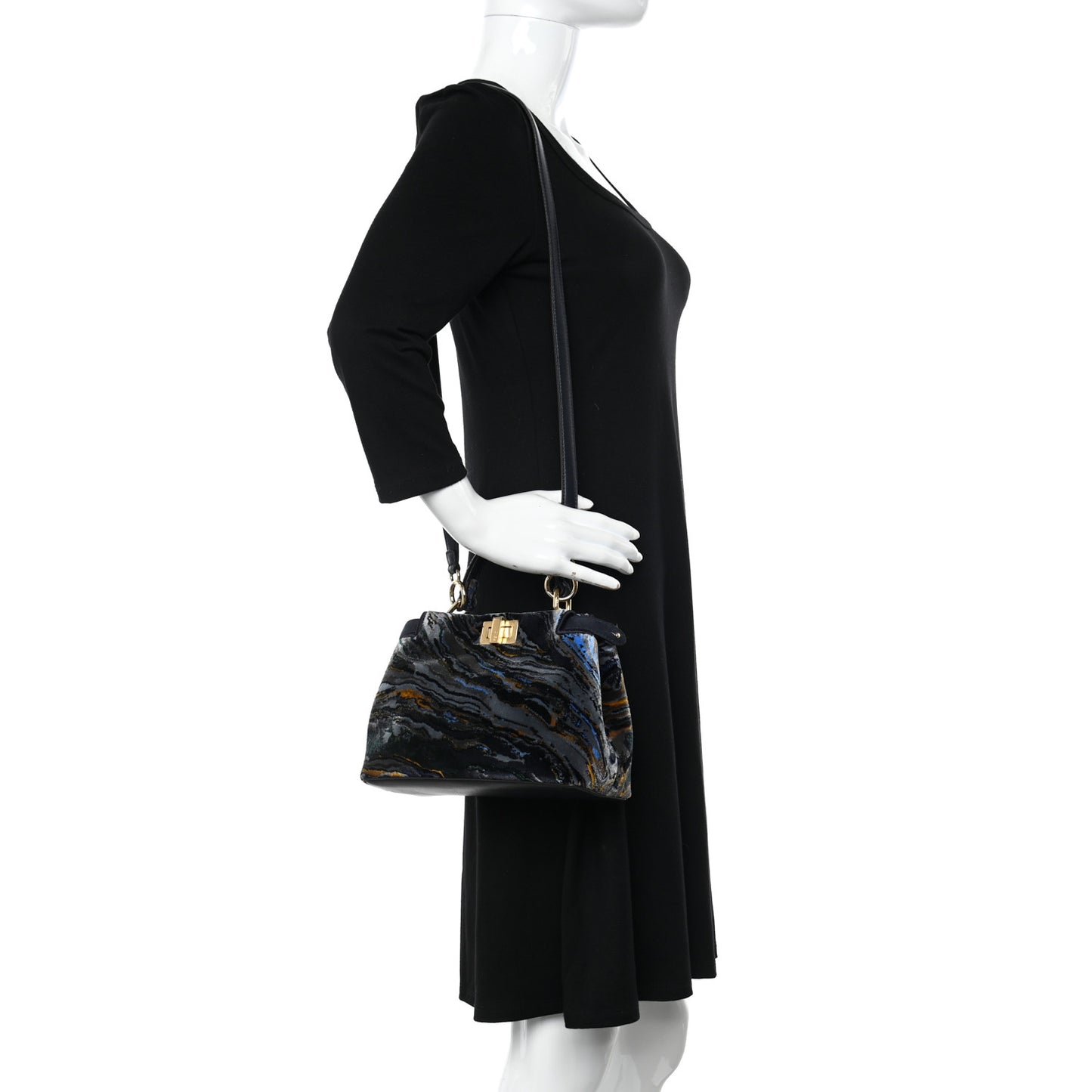 Velvet Marble Mini Peekaboo Iconic Satchel Blue Multicolor