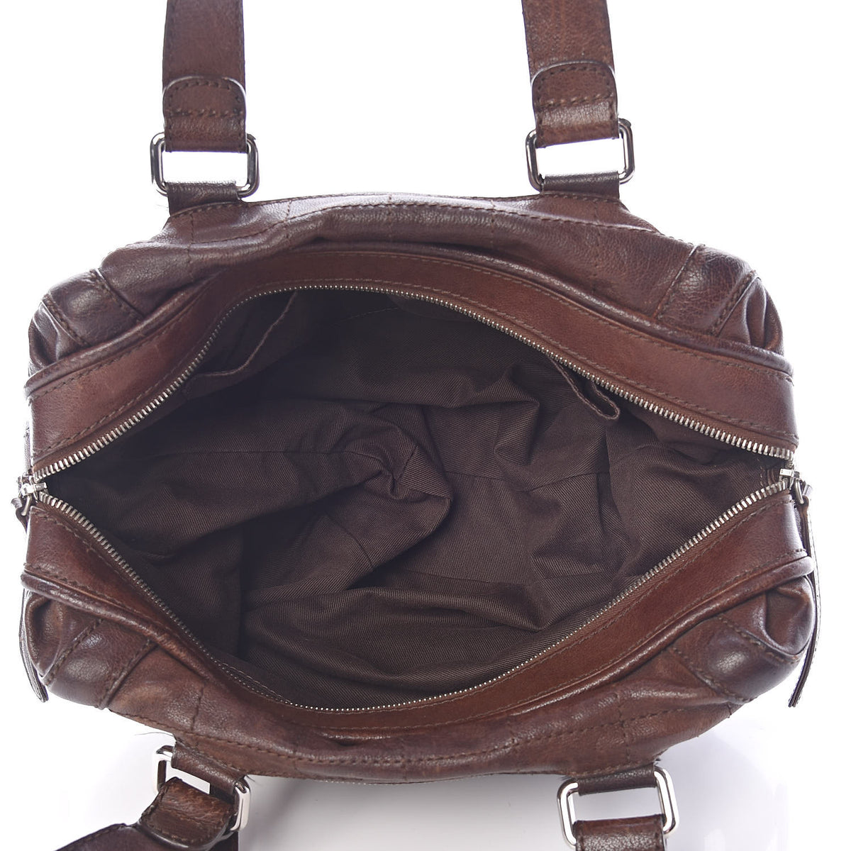 Chanel Calfskin Stitched Outdoor Ligne Bowler Brown 6 of 24