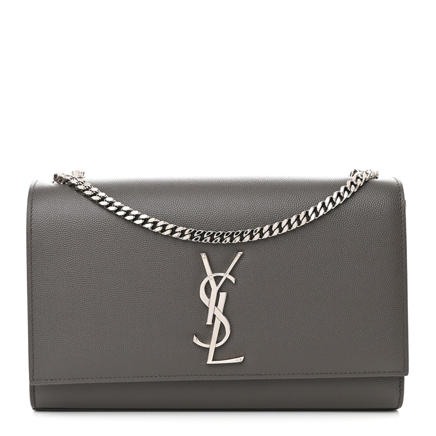Grain De Poudre Medium Classic Monogram Kate Satchel Earth Grey