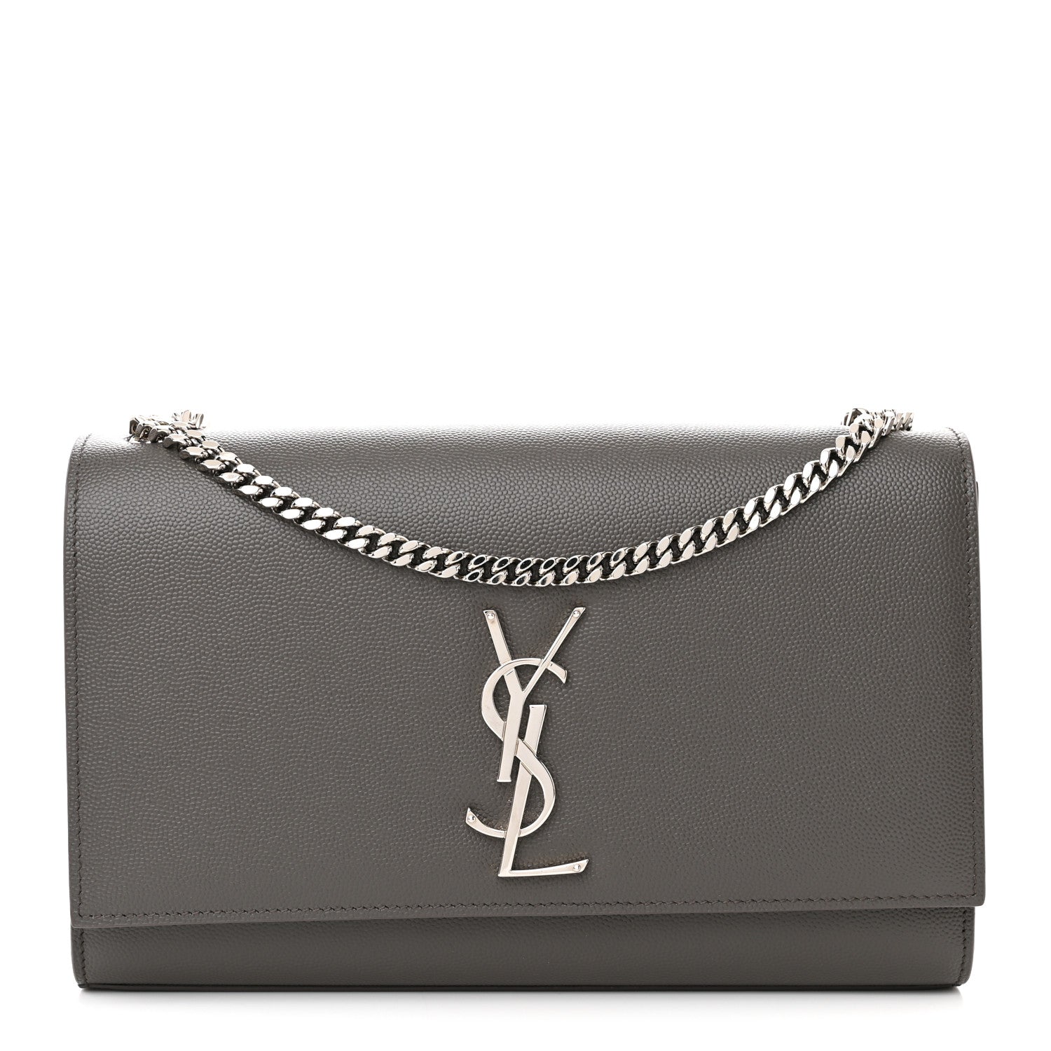 Saint Laurent Grain De Poudre Medium Classic Monogram Kate Satchel Earth Grey 1 of 13