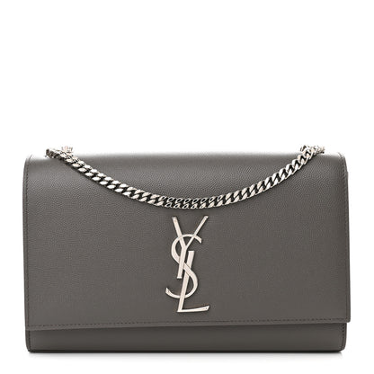 Saint Laurent Grain De Poudre Medium Classic Monogram Kate Satchel Earth Grey 1 of 13