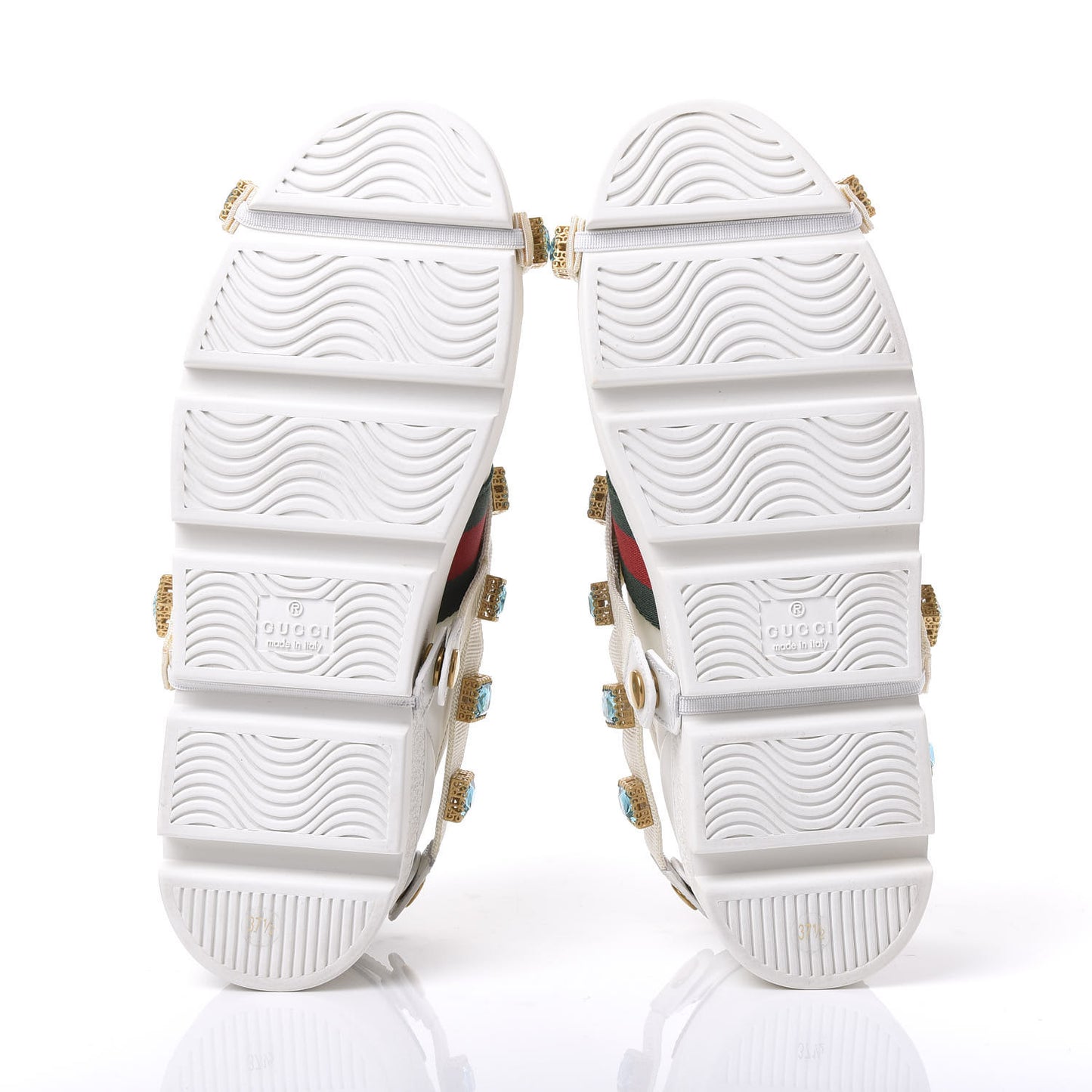 Calfskin Removable Crystals Bee Embroidered Womens Ace Platform Sneakers 37.5 White