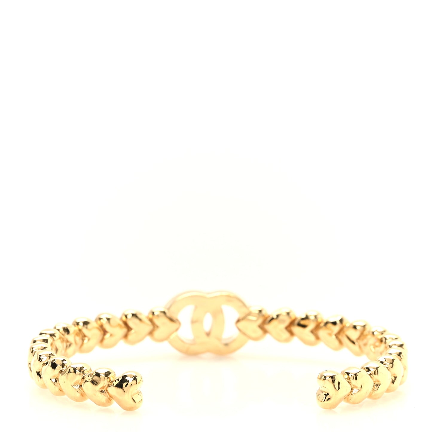 Crystal CC Heart Link Cuff M Bracelet Gold