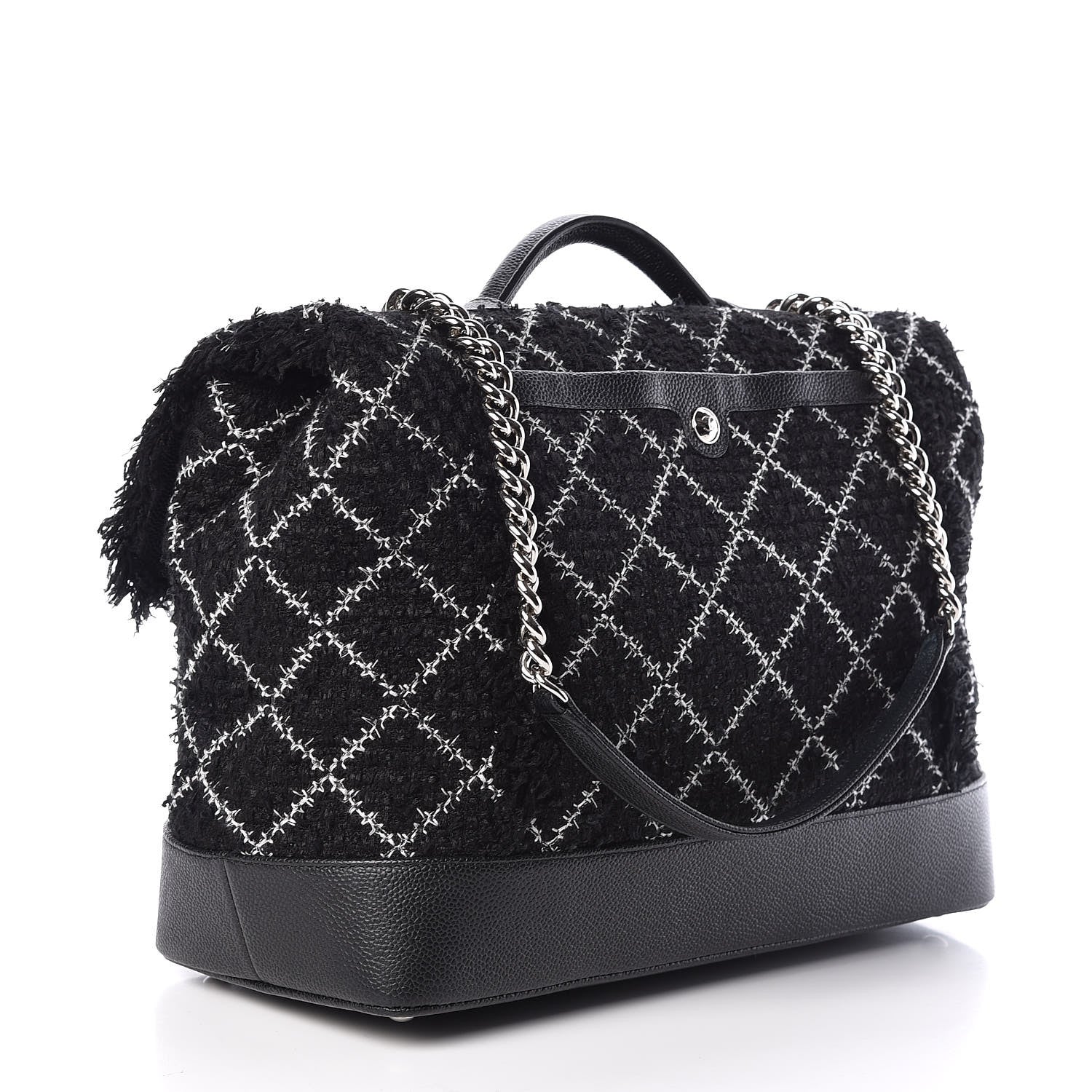 Chanel Tweed Trip Top Handle Flap Black 3 of 9