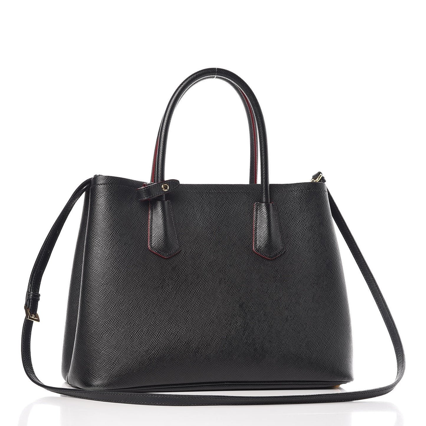Saffiano Cuir Medium Double Bag Black Fuoco