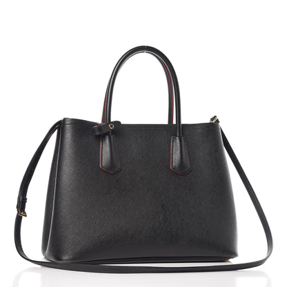 Prada Saffiano Cuir Medium Double Bag Black Fuoco 4 of 21