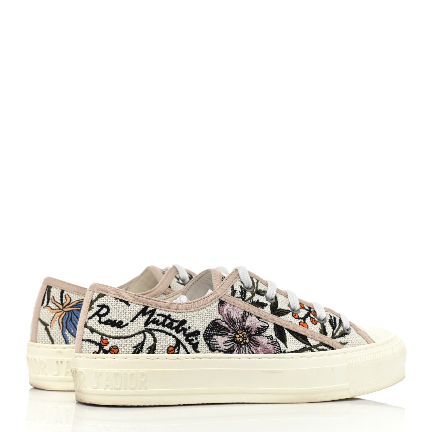 Christian Dior Canvas Rosa Mutabilis Embroidered Womens Walk'N'Dior Low Top Sneakers 36.5 Multicolor 5 of 12