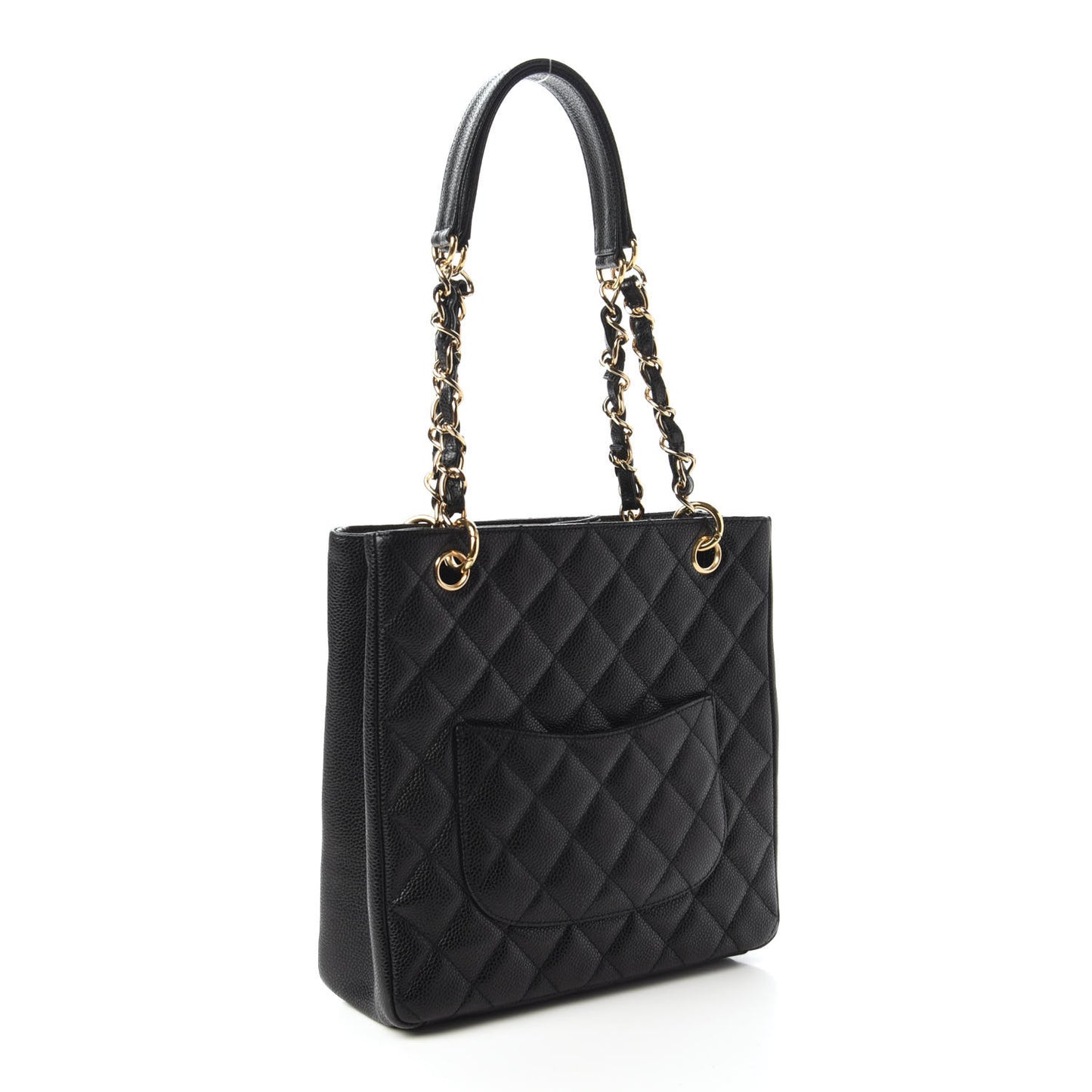Caviar Quilted Petit Shopping Tote PST Black