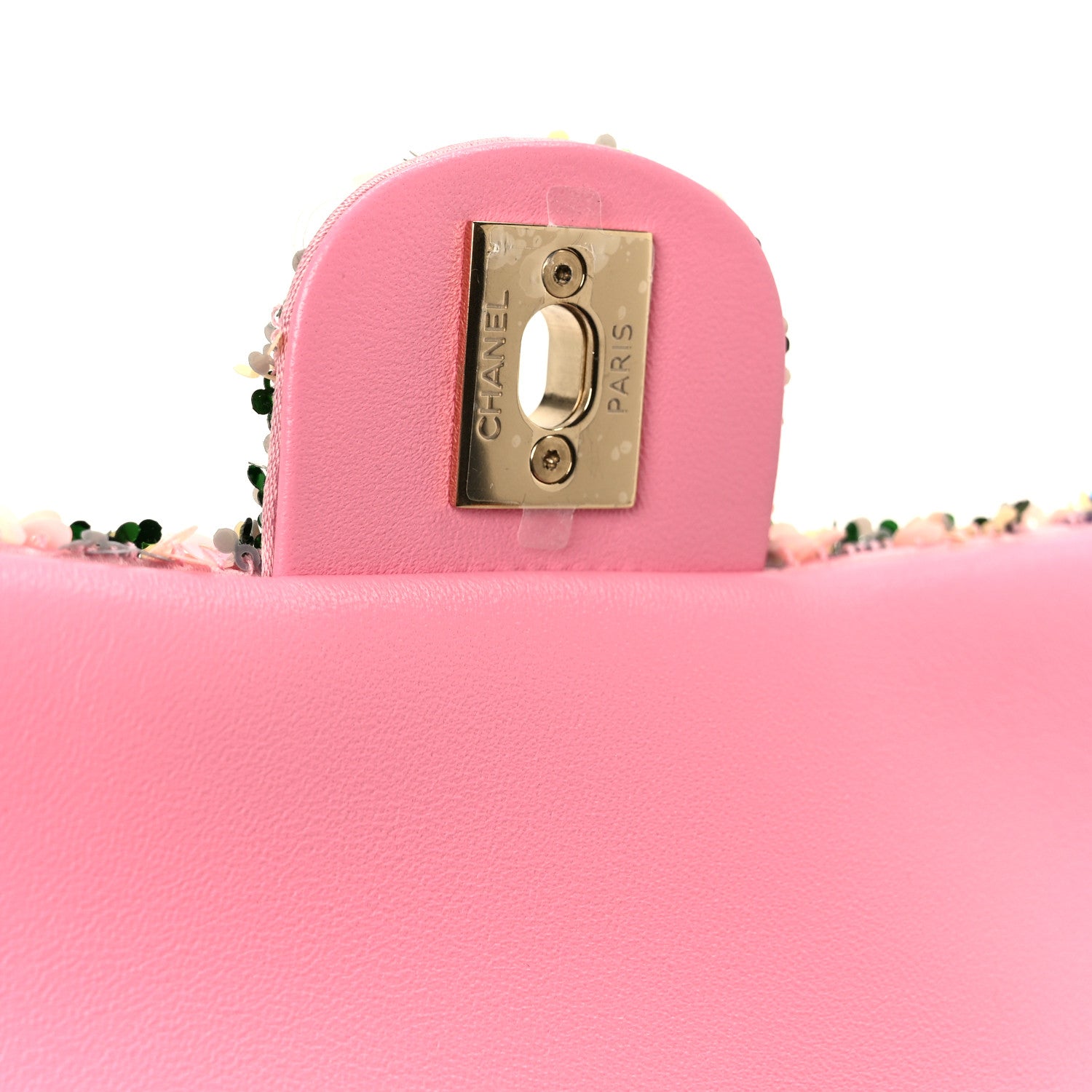 Chanel Sequin Small Single Flap Pink Green Multicolor 6 of 11