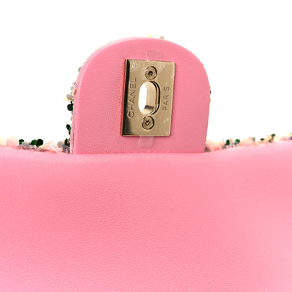 Chanel Sequin Small Single Flap Pink Green Multicolor 6 of 11
