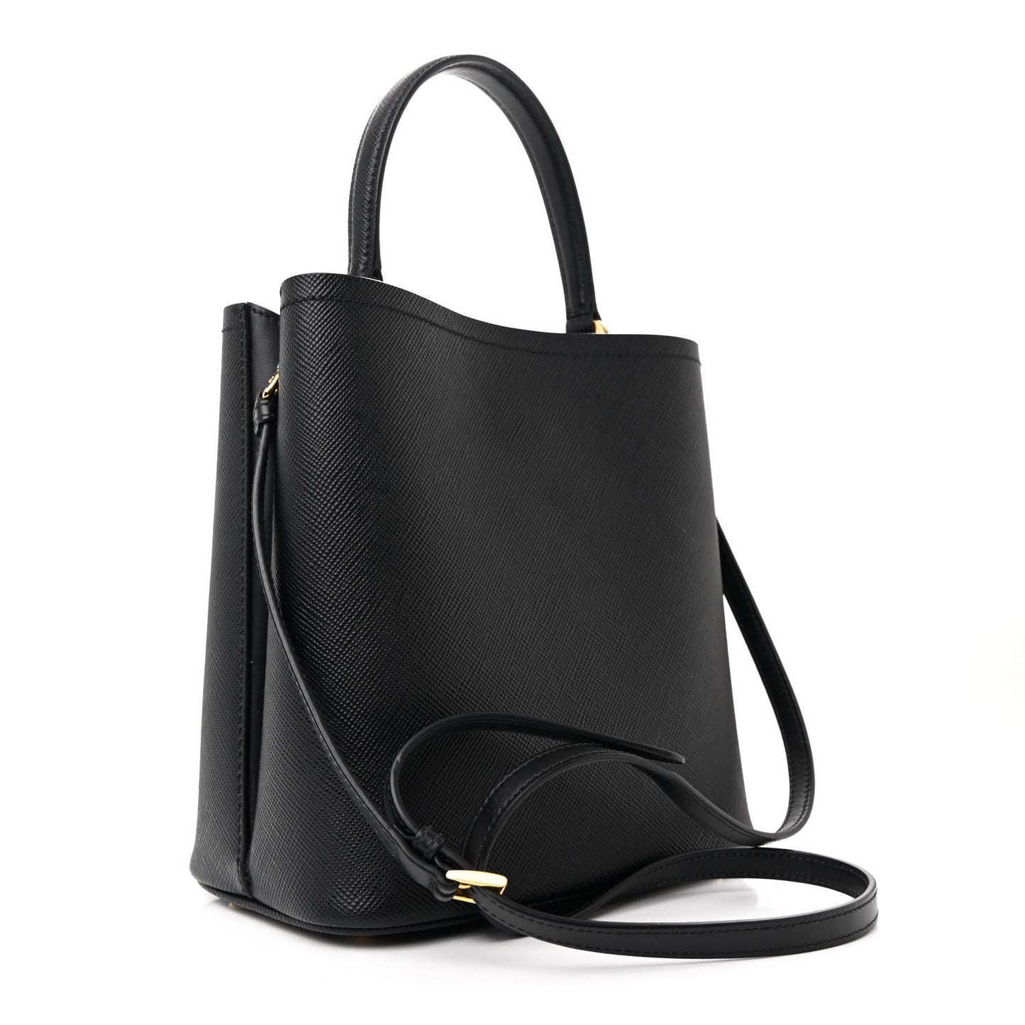 Saffiano Cuir Medium Panier Bucket Bag Black Fuoco