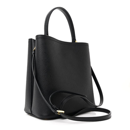 Prada Saffiano Cuir Medium Panier Bucket Bag Black Fuoco 3 of 11