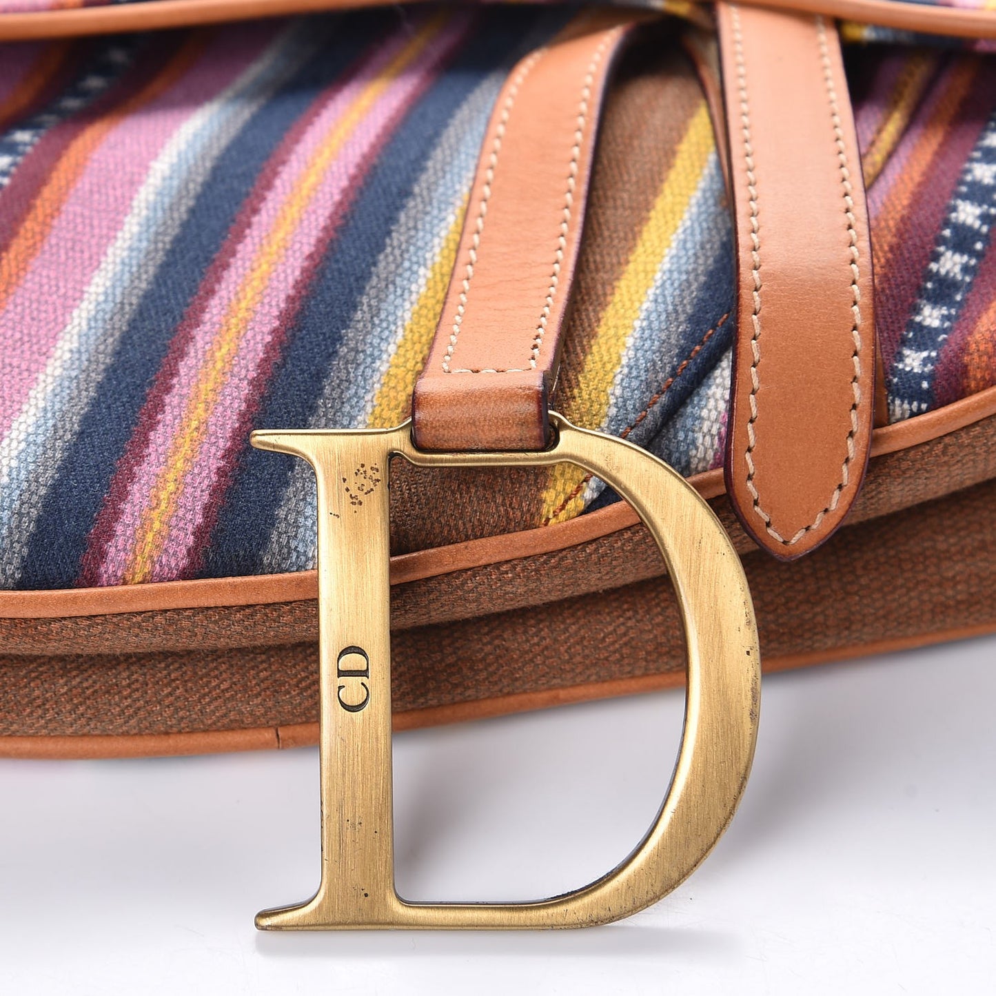 Canvas Striped Saddle Bag Multicolor